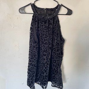 WHITE HOUSE BLACK MARKET Black Leopard Print Tank Top - Size L